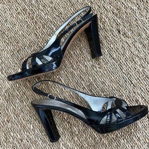 Black strappy patent leather CALIGARIUS sandals